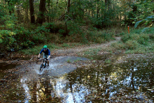 M2 riding thorugh creek