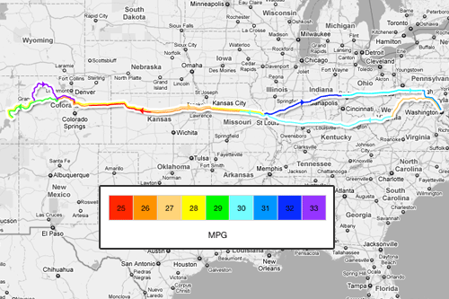 Map MPG CO to UT