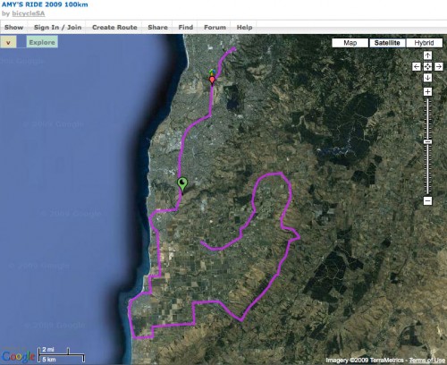Amy's Ride 100km Route