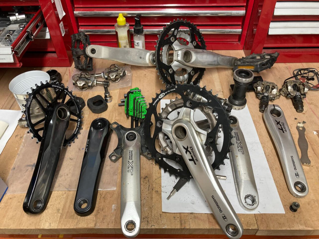 Several Shimano XT and XTR cranks